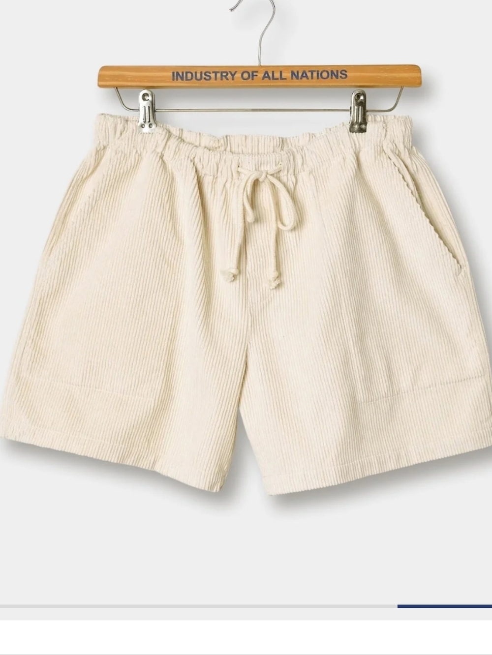 Industry Of All Nations Ponya Cream Corduroy Drawstring Shorts